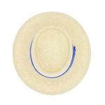 Fashion, accesorii si bijuterii - Femei - Accesorii femei - Caciuli si palarii femei - Palarie de soare, dama, Buticcochet, din paie de hartie, one size, cu banda textila decorativa, Bej cu albastru - PAL1258 - Infinity.ro