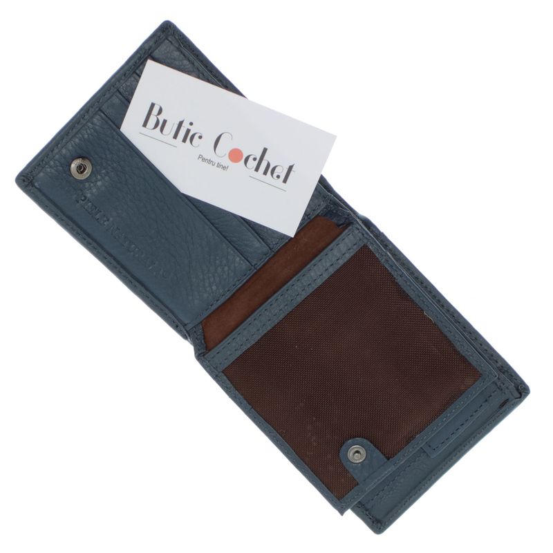 Fashion, accesorii si bijuterii - Femei - Accesorii femei - Portofele femei - Portofel barbatesc, din piele naturala, 10 x 12 x 2.5 cm, Tita, Bleumarin - PR600 - Infinity.ro
