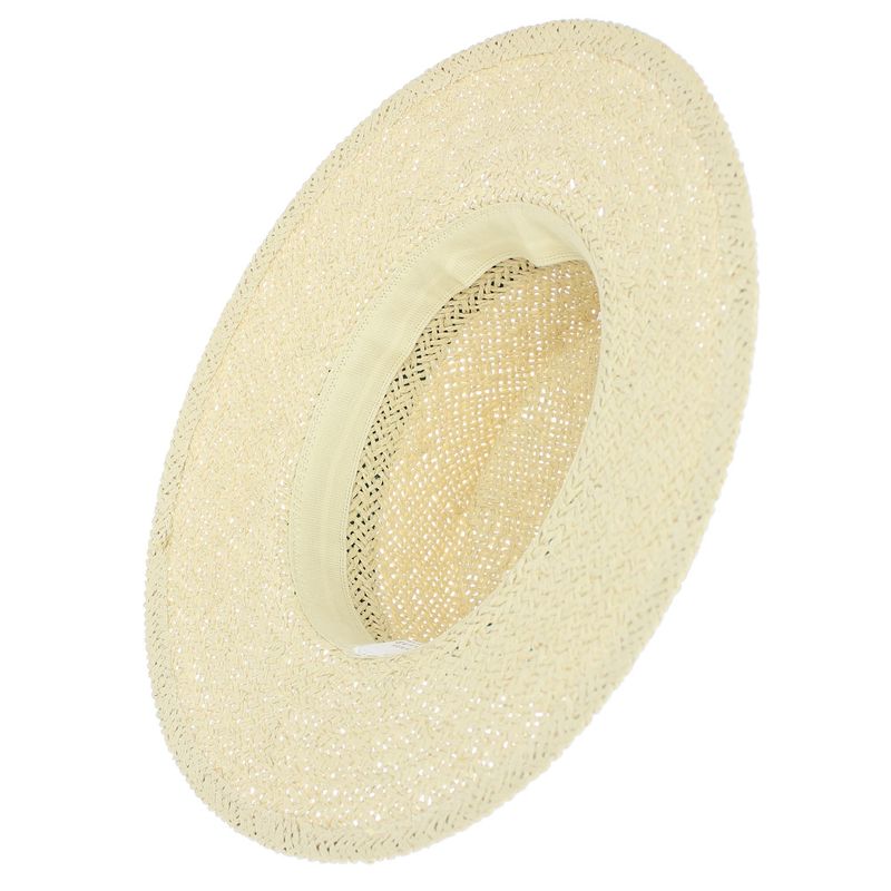 Fashion, accesorii si bijuterii - Femei - Accesorii femei - Caciuli si palarii femei - Palarie de soare, dama, Buticcochet, din paie de hartie, one size, cu banda textila decorativa, Bej cu verde - PAL1257 - Infinity.ro