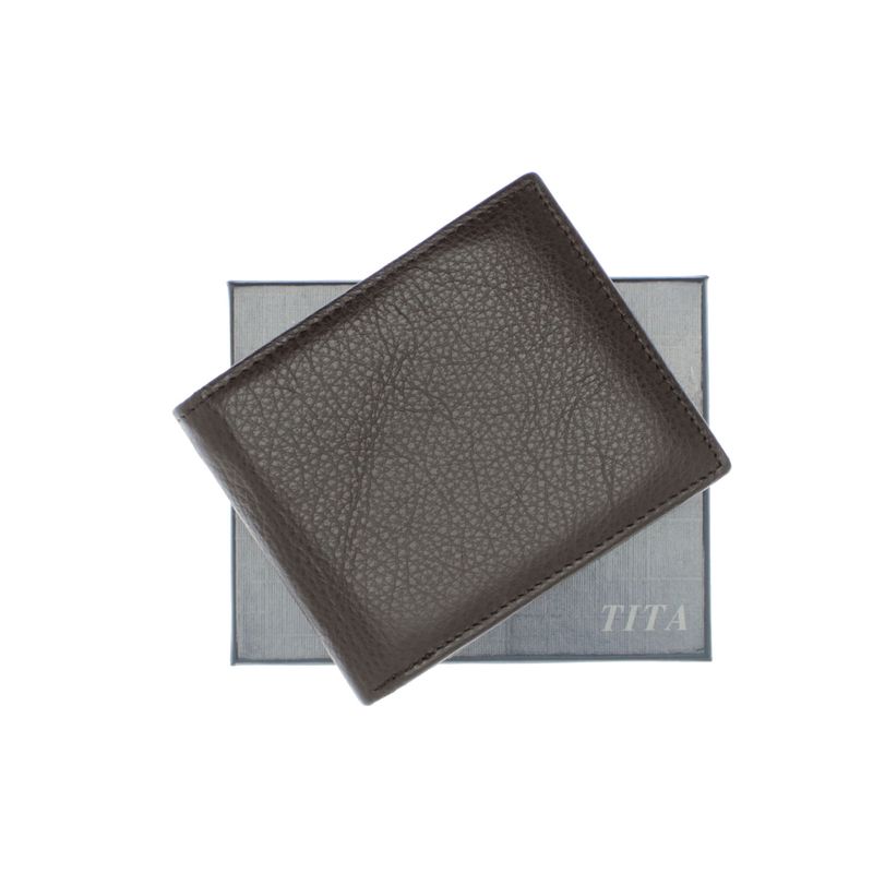 Fashion, accesorii si bijuterii - Femei - Accesorii femei - Portofele femei - Portofel barbatesc, din piele naturala, 10 x 12 x 2.5 cm, Tita, Maro inchis - PR599 - Infinity.ro