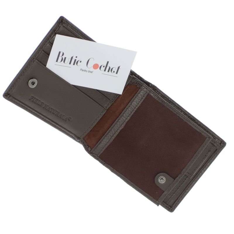 Fashion, accesorii si bijuterii - Femei - Accesorii femei - Portofele femei - Portofel barbatesc, din piele naturala, 10 x 12 x 2.5 cm, Tita, Maro inchis - PR599 - Infinity.ro
