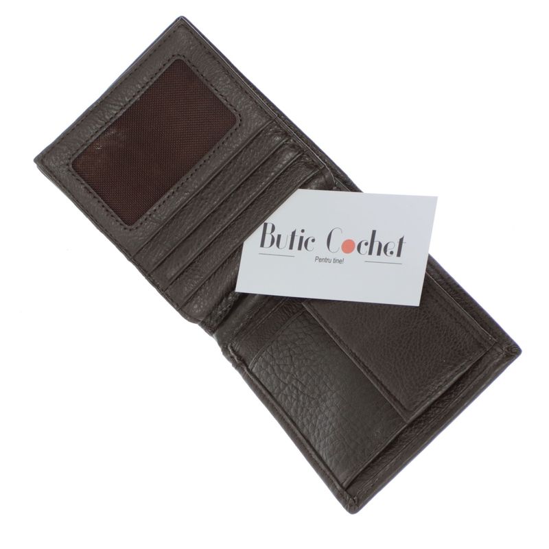 Fashion, accesorii si bijuterii - Femei - Accesorii femei - Portofele femei - Portofel barbatesc, din piele naturala, 10 x 12 x 2.5 cm, Tita, Maro inchis - PR599 - Infinity.ro