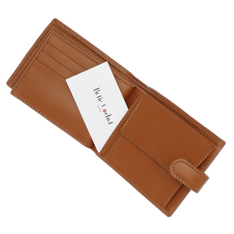 Fashion, accesorii si bijuterii - Femei - Accesorii femei - Portofele femei - Portofel barbatesc, piele naturala, ButicCochet, cu capsa, 13x10x2 cm, Maro - PR713 - Infinity.ro