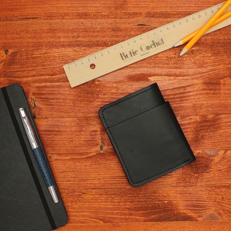 Fashion, accesorii si bijuterii - Femei - Accesorii femei - Portofele femei - Portofel barbatesc, piele naturala, ButicCochet, compartimente multiple, 10x12x2 cm, Negru - PR709 - Infinity.ro