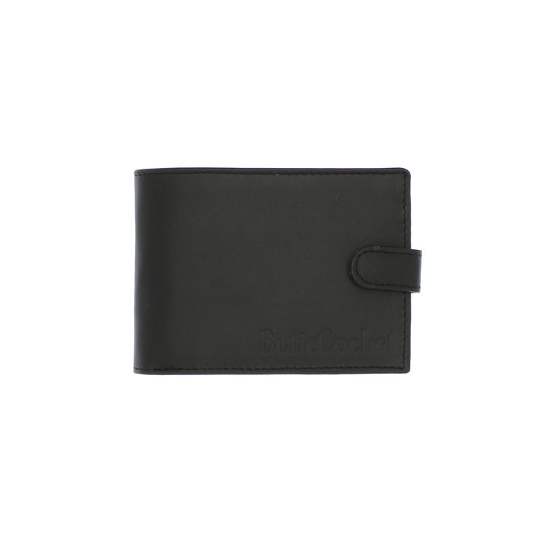 Fashion, accesorii si bijuterii - Femei - Accesorii femei - Portofele femei - Portofel barbatesc, piele naturala, ButicCochet, cu capsa, 13x10x2 cm, Negru - PR712 - Infinity.ro