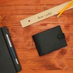 Fashion, accesorii si bijuterii - Femei - Accesorii femei - Portofele femei - Portofel barbatesc, piele naturala, ButicCochet, cu capsa, 13x10x2 cm, Negru - PR712 - Infinity.ro