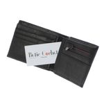 Fashion, accesorii si bijuterii - Femei - Accesorii femei - Portofele femei - Portofel barbatesc, piele naturala, model cusaturi, 9.5 x 12 x 1.5 cm, Negru - PR594 - Infinity.ro
