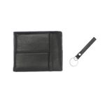 Fashion, accesorii si bijuterii - Femei - Accesorii femei - Portofele femei - Portofel barbatesc, piele naturala, model cusaturi, 9.5 x 12 x 1.5 cm, Negru - PR594 - Infinity.ro