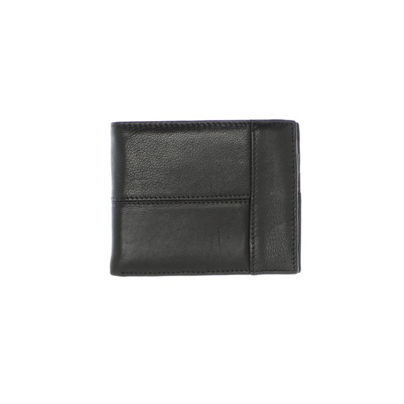 Fashion, accesorii si bijuterii - Femei - Accesorii femei - Portofele femei - Portofel barbatesc, piele naturala, model cusaturi, 9.5 x 12 x 1.5 cm, Negru - PR594 - Infinity.ro