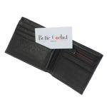 Fashion, accesorii si bijuterii - Femei - Accesorii femei - Portofele femei - Portofel barbatesc, piele naturala, model cusaturi, 9.5 x 12 x 1.5 cm, Negru - PR594 - Infinity.ro