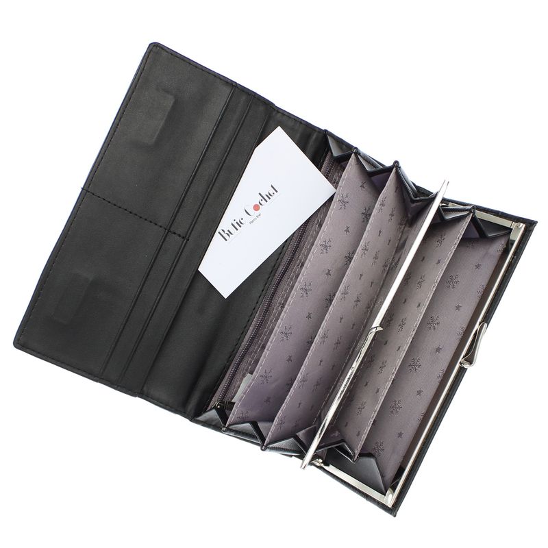 Fashion, accesorii si bijuterii - Femei - Accesorii femei - Portofele femei - Portofel de dama, ButicCochet, din piele ecologica, cu capse magnetice,19x9x3 cm, Negru - PR728 - Infinity.ro