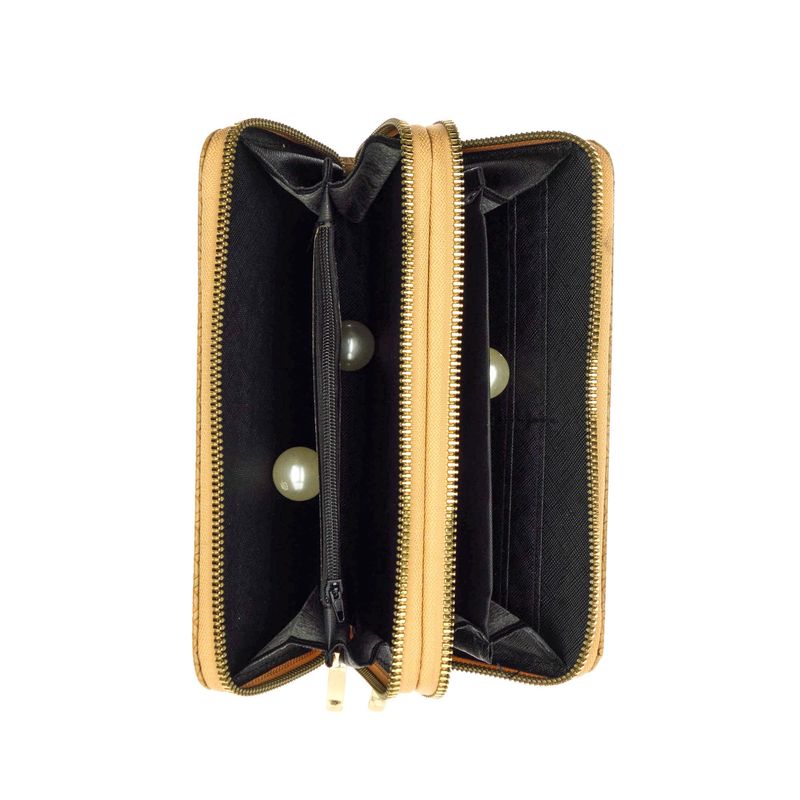Fashion, accesorii si bijuterii - Femei - Accesorii femei - Portofele femei - Portofel de dama, din piele ecologica, Buticcochet, Bej, cu doua fermoare, 19x10x4 cm - PR458 - Infinity.ro