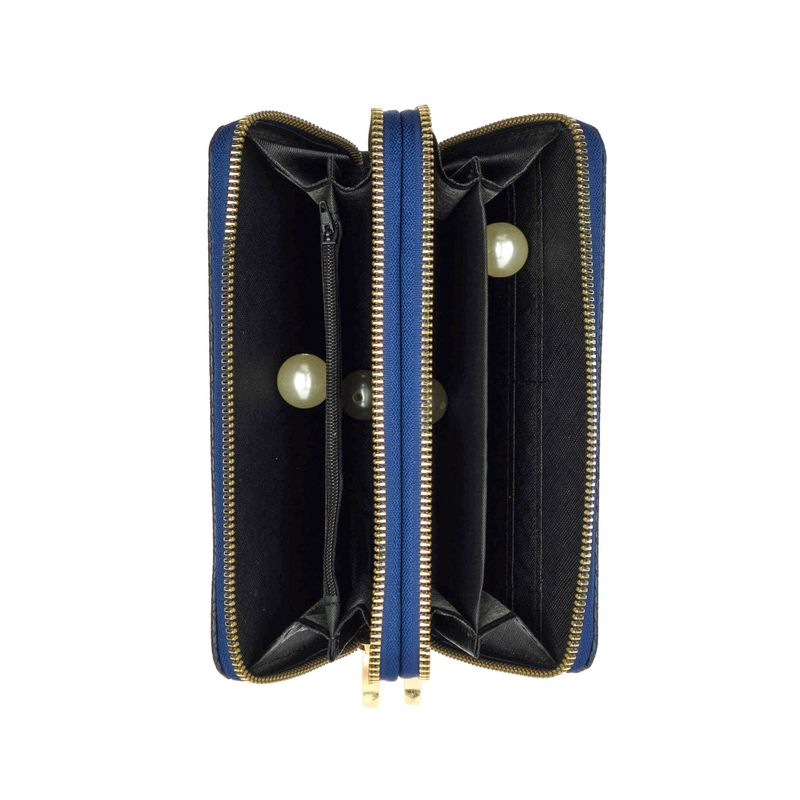 Fashion, accesorii si bijuterii - Femei - Accesorii femei - Portofele femei - Portofel de dama, din piele ecologica, Buticcochet, Bleumarin, cu doua fermoare, 19x10x4 cm - PR456 - Infinity.ro