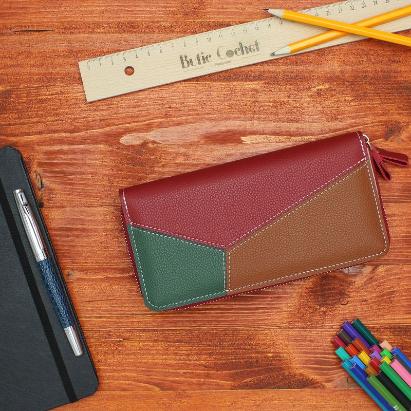 Fashion, accesorii si bijuterii - Femei - Accesorii femei - Portofele femei - Portofel de dama, din piele ecologica, ButicCochet, cu doua fermoare, 19x10x4 cm, Rosu - PR724 - Infinity.ro