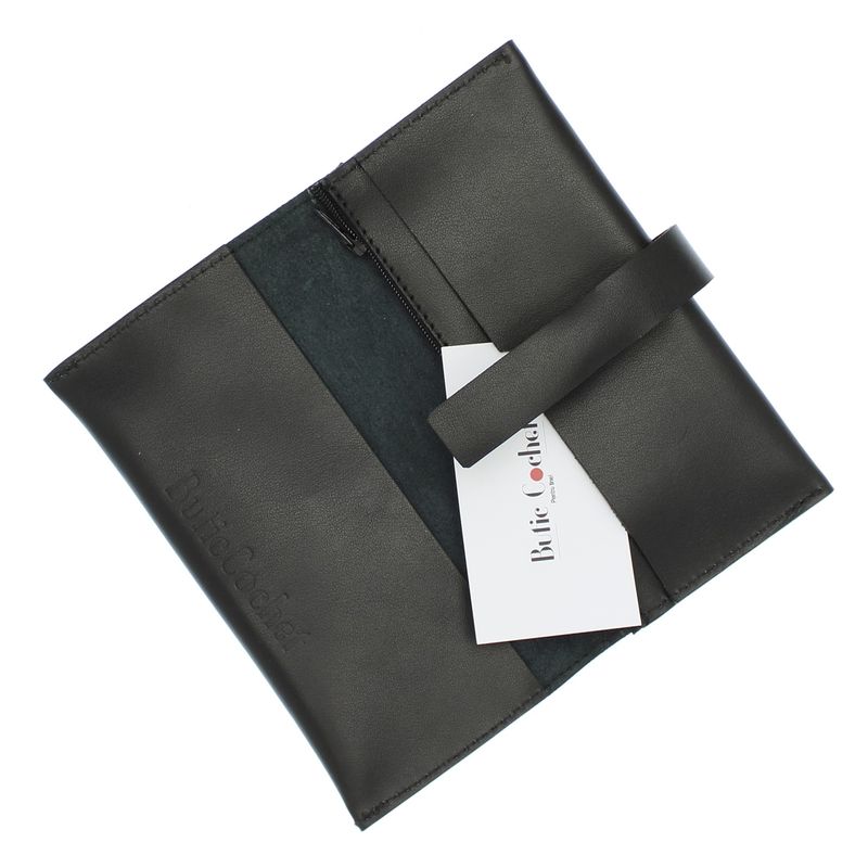 Fashion, accesorii si bijuterii - Femei - Accesorii femei - Portofele femei - Portofel de dama, din piele naturala, ButicCochet, 17x9x2 cm, cu catarama,  Negru - PR707 - Infinity.ro