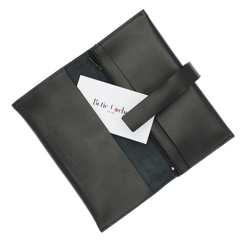 Fashion, accesorii si bijuterii - Femei - Accesorii femei - Portofele femei - Portofel de dama, din piele naturala, ButicCochet, 17x9x2 cm, cu catarama,  Negru - PR707 - Infinity.ro