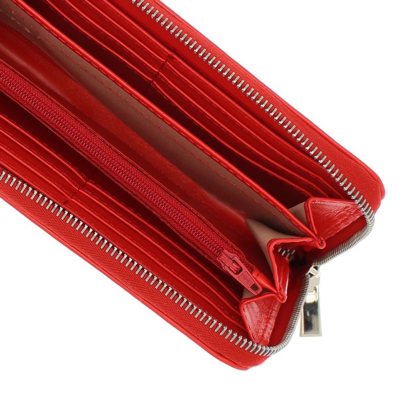 Fashion, accesorii si bijuterii - Femei - Accesorii femei - Portofele femei - Portofel de dama, din piele naturala, ButicCochet, 19x10x3 cm, cu un fermoar, Rosu aprins - PR701 - Infinity.ro