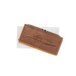 Fashion, accesorii si bijuterii - Femei - Accesorii femei - Portofele femei - Portofel de dama, din piele naturala, model cu aligator 3D, 18.5 x 9 x 3.5 cm,  Bej - PR899 - Infinity.ro