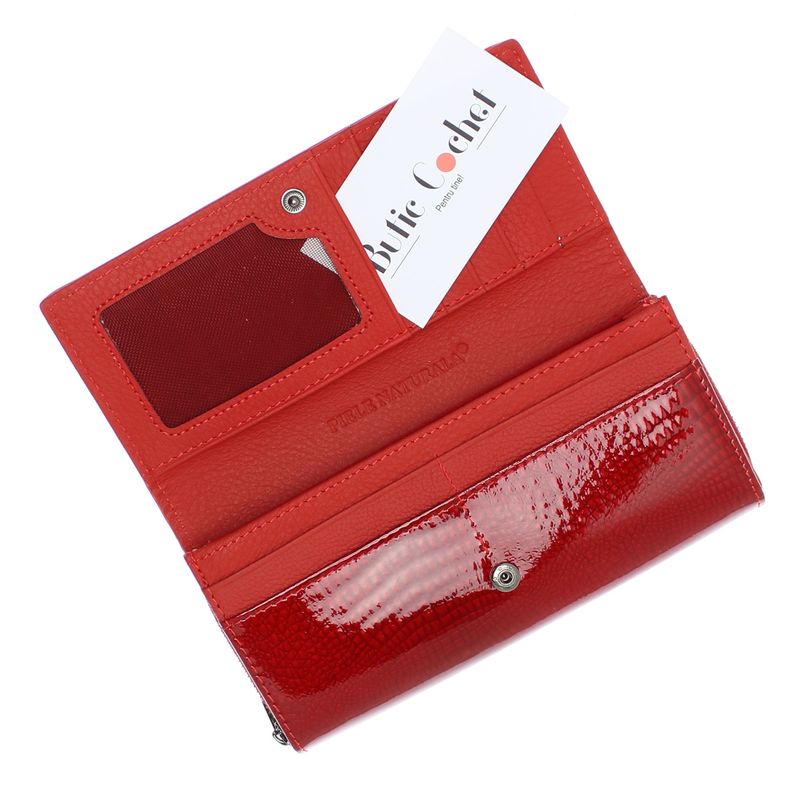 Fashion, accesorii si bijuterii - Femei - Accesorii femei - Portofele femei - Portofel de dama, din piele naturala, model cu aligator 3D, 18.5 x 9 x 3.5 cm,  Rosu - PR584 - Infinity.ro