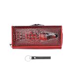Fashion, accesorii si bijuterii - Femei - Accesorii femei - Portofele femei - Portofel de dama, din piele naturala, model cu aligator 3D, 18.5 x 9 x 3.5 cm,  Rosu - PR584 - Infinity.ro
