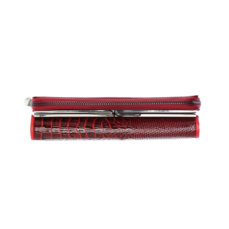Fashion, accesorii si bijuterii - Femei - Accesorii femei - Portofele femei - Portofel de dama, din piele naturala, model cu aligator 3D, 18.5 x 9 x 3.5 cm,  Rosu - PR584 - Infinity.ro