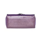 Fashion, accesorii si bijuterii - Femei - Accesorii femei - Portofele femei - Portofel de dama, din piele naturala, model cu aligator 3D, 18.5 x 9 x 3.5 cm,  Mov - PR585 - Infinity.ro
