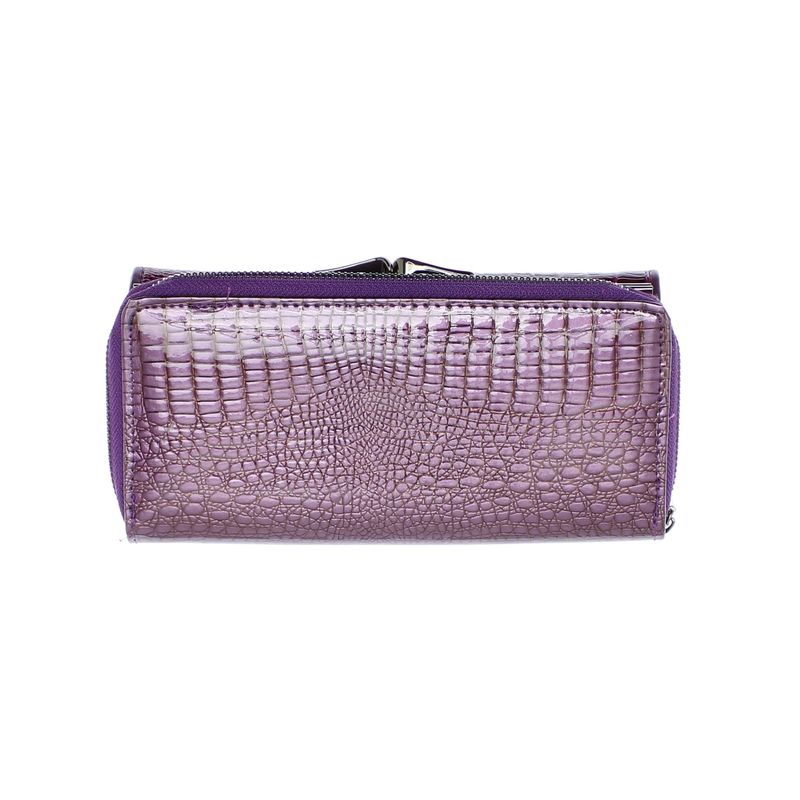 Fashion, accesorii si bijuterii - Femei - Accesorii femei - Portofele femei - Portofel de dama, din piele naturala, model cu aligator 3D, 18.5 x 9 x 3.5 cm,  Mov - PR585 - Infinity.ro