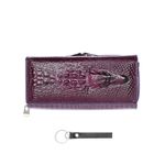 Fashion, accesorii si bijuterii - Femei - Accesorii femei - Portofele femei - Portofel de dama, din piele naturala, model cu aligator 3D, 18.5 x 9 x 3.5 cm,  Mov - PR585 - Infinity.ro