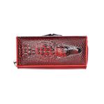 Fashion, accesorii si bijuterii - Femei - Accesorii femei - Portofele femei - Portofel de dama, din piele naturala, model cu aligator 3D, 18.5 x 9 x 3.5 cm,  Rosu - PR584 - Infinity.ro