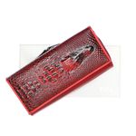 Fashion, accesorii si bijuterii - Femei - Accesorii femei - Portofele femei - Portofel de dama, din piele naturala, model cu aligator 3D, 18.5 x 9 x 3.5 cm,  Rosu - PR584 - Infinity.ro
