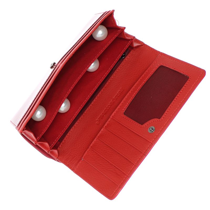 Fashion, accesorii si bijuterii - Femei - Accesorii femei - Portofele femei - Portofel de dama, din piele naturala, model cu aligator 3D, 18.5 x 9 x 3.5 cm,  Rosu - PR584 - Infinity.ro
