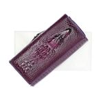 Fashion, accesorii si bijuterii - Femei - Accesorii femei - Portofele femei - Portofel de dama, din piele naturala, model cu aligator 3D, 18.5 x 9 x 3.5 cm,  Mov - PR585 - Infinity.ro
