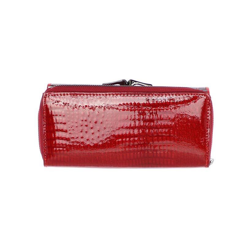 Fashion, accesorii si bijuterii - Femei - Accesorii femei - Portofele femei - Portofel de dama, din piele naturala, model cu aligator 3D, 18.5 x 9 x 3.5 cm,  Rosu - PR584 - Infinity.ro