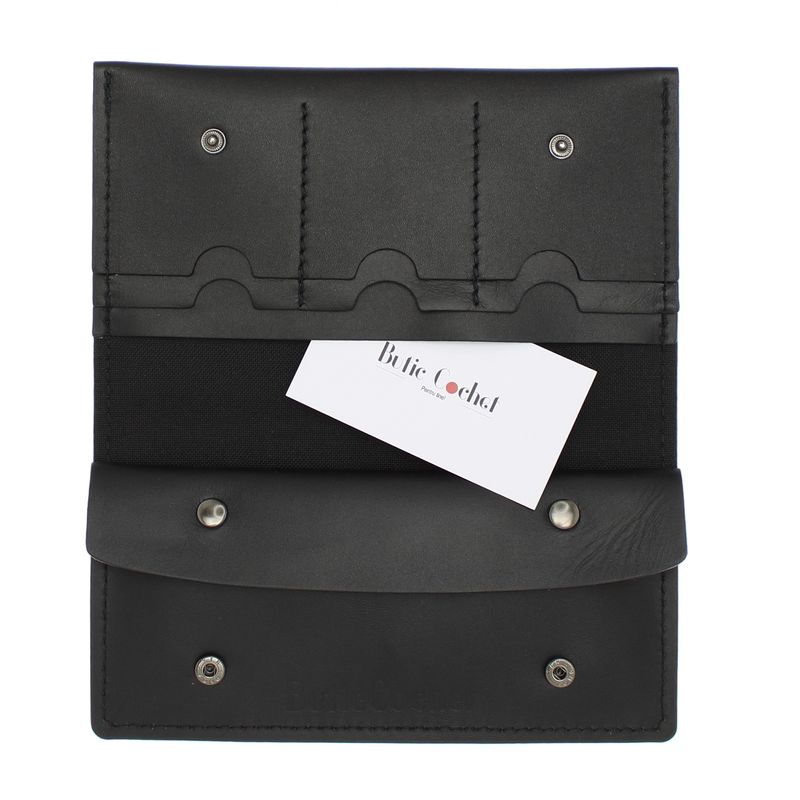 Fashion, accesorii si bijuterii - Femei - Accesorii femei - Portofele femei - Portofel de dama, din piele naturala, ButicCochet, 20x10x2 cm, cu capse, Negru - PR705 - Infinity.ro