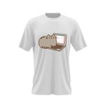 Fashion, accesorii si bijuterii - Barbati - Imbracaminte - Tricouri si bluze barbati - Tricou barbati Pusheen Cat Laptop Plush Valentines Day, alb, marime 2XL - Infinity.ro