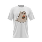 Fashion, accesorii si bijuterii - Barbati - Imbracaminte - Tricouri si bluze barbati - Tricou barbati Pusheen Cat Whisky Pisica Dragobete Plush, alb, marime 2XL - Infinity.ro