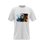 Fashion, accesorii si bijuterii - Barbati - Imbracaminte - Tricouri si bluze barbati - Tricou barbati Mortal Kombat Twin Swords Scorpion Action, alb, marime 2XL - Infinity.ro