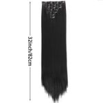 Fashion, accesorii si bijuterii - Femei - Accesorii femei - Alte accesorii femei - Extensii de par Negre, drepte, 16 clipsuri, 80 cm, par lung, fibra sintetica Premium cu aspect natural - Infinity.ro