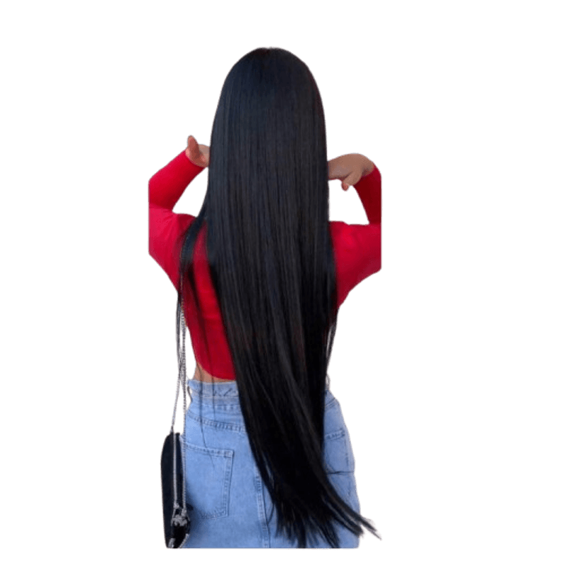Fashion, accesorii si bijuterii - Femei - Accesorii femei - Alte accesorii femei - Extensii de par Negre, drepte, 16 clipsuri, 80 cm, par lung, fibra sintetica Premium cu aspect natural - Infinity.ro