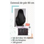 Fashion, accesorii si bijuterii - Femei - Accesorii femei - Alte accesorii femei - Extensii de par Negre, drepte, 16 clipsuri, 80 cm, par lung, fibra sintetica Premium cu aspect natural - Infinity.ro
