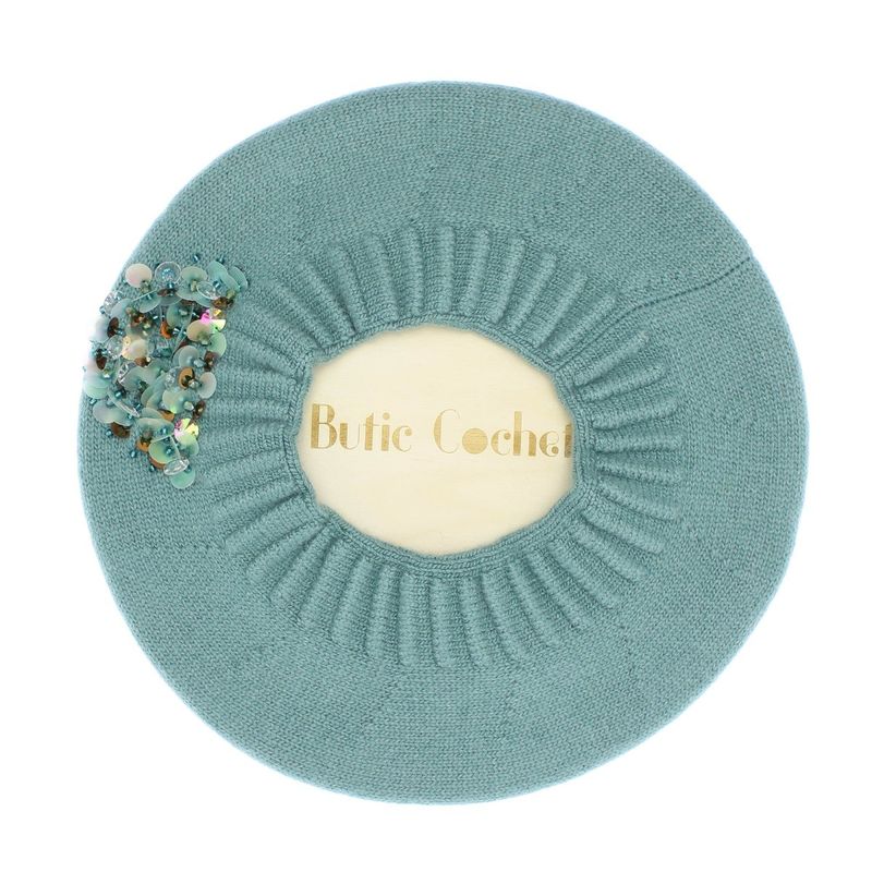 Fashion, accesorii si bijuterii - Femei - Accesorii femei - Caciuli si palarii femei - Bereta de dama, Buticcochet, one size, lana, model cu paiete, Verde menta - BSC432 - Infinity.ro