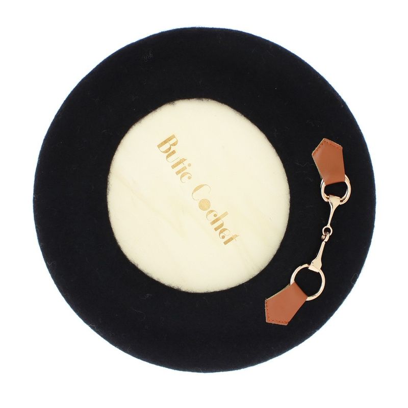 Fashion, accesorii si bijuterii - Femei - Accesorii femei - Caciuli si palarii femei - Bereta de dama, din lana, ButicCochet, one size, cu detalii aurii decorative, Negru - BSC564 - Infinity.ro