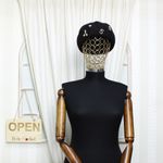 Fashion, accesorii si bijuterii - Femei - Accesorii femei - Caciuli si palarii femei - Bereta de dama, din lana, ButicCochet, one size, model cu aplicatii aurii, Negru - BSC550 - Infinity.ro