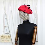 Fashion, accesorii si bijuterii - Femei - Accesorii femei - Caciuli si palarii femei - Bereta de dama, din lana, ButicCochet, one size, model cu ciupercuta si ciucuri, Rosu - BSC547 - Infinity.ro