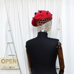 Fashion, accesorii si bijuterii - Femei - Accesorii femei - Caciuli si palarii femei - Bereta de dama, din lana, ButicCochet, one size, model cu ciupercuta si ciucuri, Rosu - BSC547 - Infinity.ro