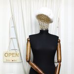 Fashion, accesorii si bijuterii - Femei - Accesorii femei - Caciuli si palarii femei - Bereta de dama, din poliester, ButicCochet, 57 cm, model cu voaleta, Crem - BSC552 - Infinity.ro