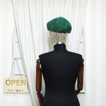 Fashion, accesorii si bijuterii - Femei - Accesorii femei - Caciuli si palarii femei - Bereta de dama, din lana, ButicCochet, one size, model cu strasuri si perle, Verde - BSC543 - Infinity.ro