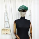Fashion, accesorii si bijuterii - Femei - Accesorii femei - Caciuli si palarii femei - Bereta de dama, din lana, ButicCochet, one size, model cu strasuri si perle, Verde - BSC543 - Infinity.ro