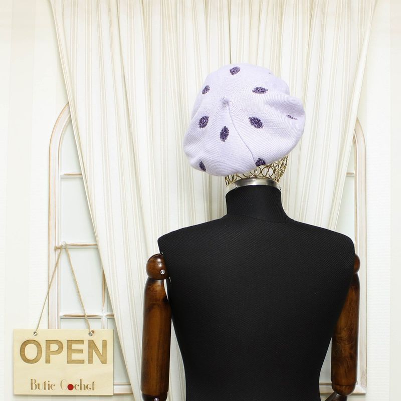 Fashion, accesorii si bijuterii - Femei - Accesorii femei - Caciuli si palarii femei - Bereta de dama, Buticcochet, one size, lana, model cu fir metalic, Mov - BSC428 - Infinity.ro