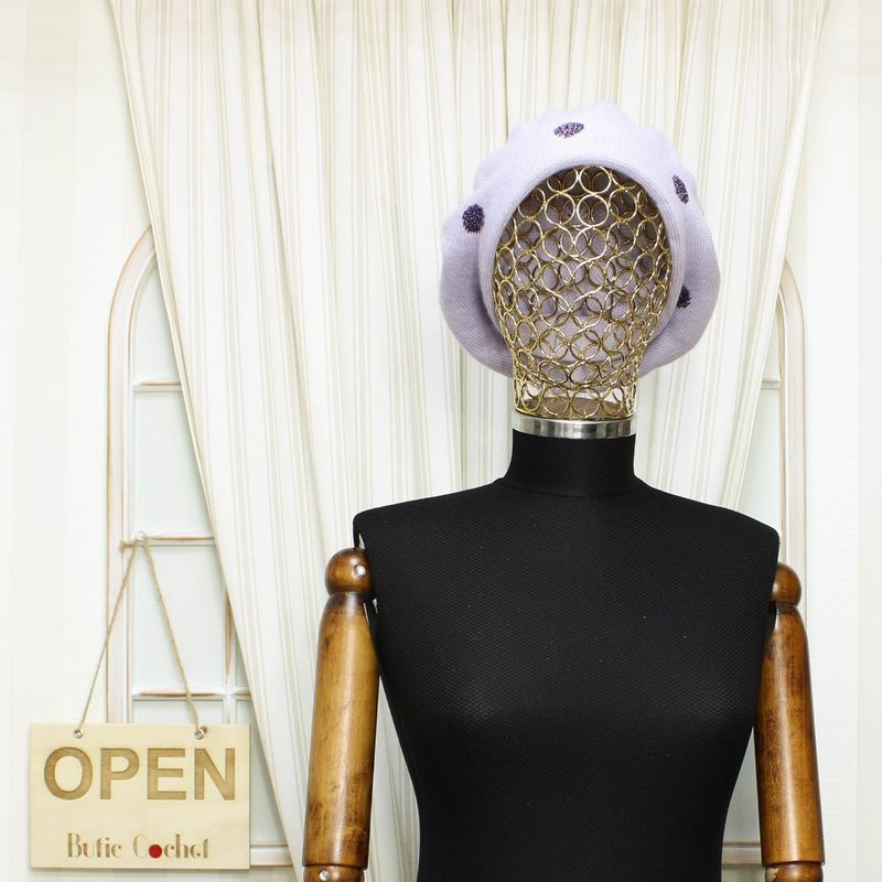 Fashion, accesorii si bijuterii - Femei - Accesorii femei - Caciuli si palarii femei - Bereta de dama, Buticcochet, one size, lana, model cu fir metalic, Mov - BSC428 - Infinity.ro